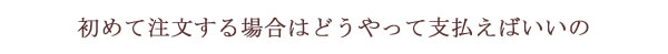 初めての注文の場合はどうやって支払うの？